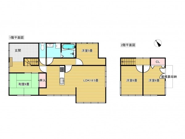 出雲市湖陵町三部、中古一戸建ての間取り画像です