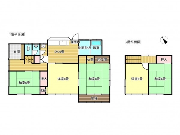 出雲市湖陵町三部、中古一戸建ての間取り画像です