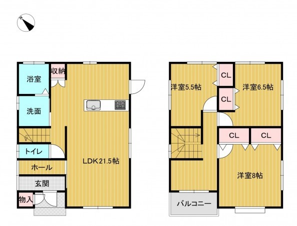 出雲市斐川町上直江、中古一戸建ての間取り画像です
