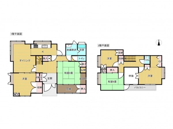 出雲市斐川町上直江、中古一戸建ての間取り画像です