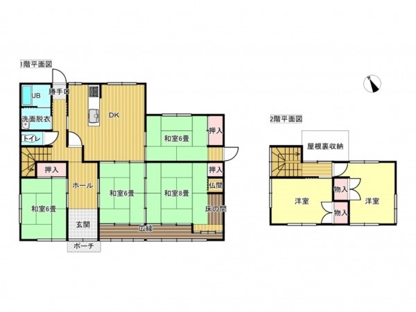 出雲市稗原町、中古一戸建ての間取り画像です