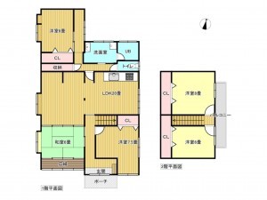 出雲市松寄下町、中古一戸建ての間取り画像です