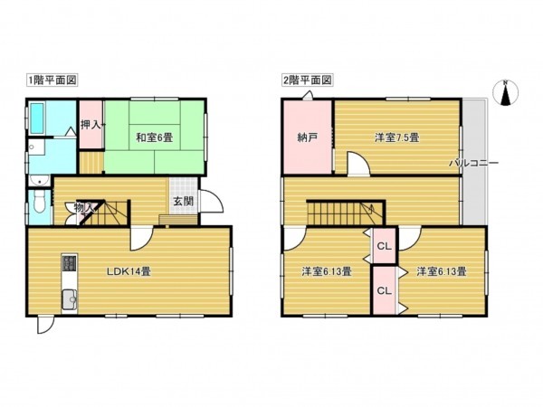 出雲市大社町入南、中古一戸建ての間取り画像です