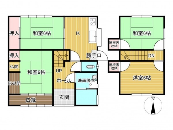 出雲市大津町、中古一戸建ての間取り画像です