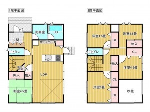 出雲市西平田町、中古一戸建ての間取り画像です