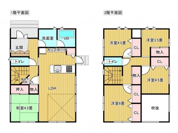 出雲市西平田町、中古一戸建ての間取り画像です