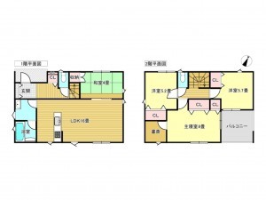 出雲市大津町、新築一戸建ての間取り画像です
