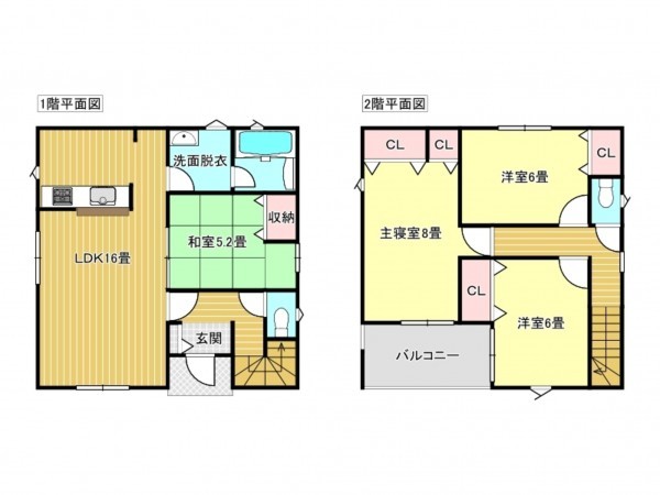 出雲市渡橋町、新築一戸建ての間取り画像です