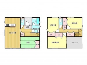 出雲市渡橋町、新築一戸建ての間取り画像です
