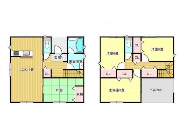 出雲市渡橋町、新築一戸建ての間取り画像です