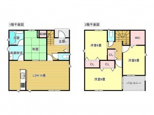 出雲市渡橋町、新築一戸建ての間取り画像です