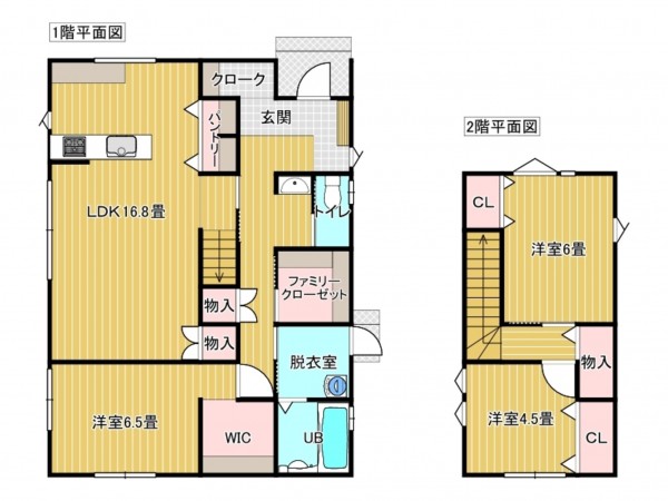 出雲市斐川町上直江、新築一戸建ての間取り画像です