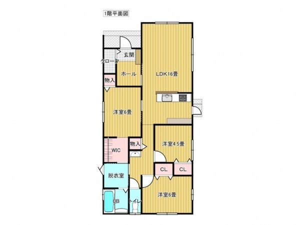 出雲市渡橋町、新築一戸建ての間取り画像です