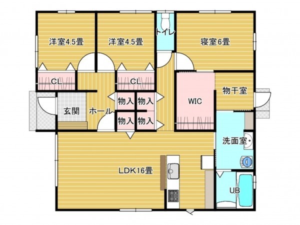出雲市斐川町上庄原、新築一戸建ての間取り画像です