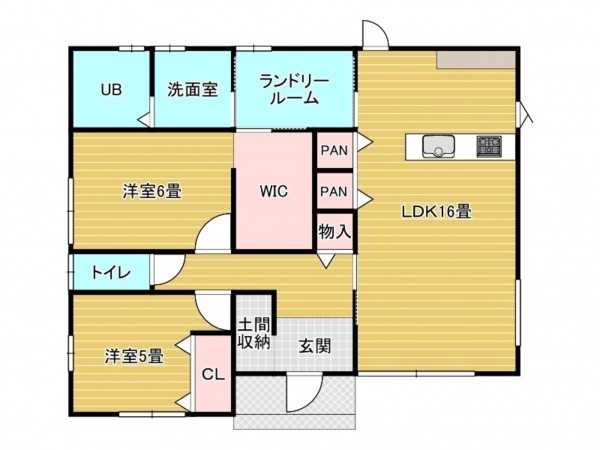 出雲市上塩冶町、新築一戸建ての間取り画像です