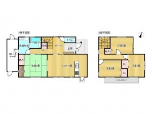出雲市天神町、中古一戸建ての間取り画像です