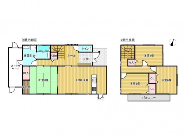 出雲市天神町、中古一戸建ての間取り画像です