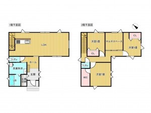 出雲市駅南町、中古一戸建ての間取り画像です