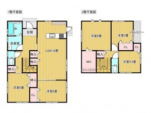 出雲市大津町、中古一戸建ての間取り画像です