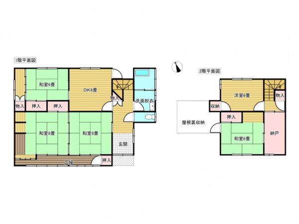 出雲市鹿園寺町、中古一戸建ての間取り画像です