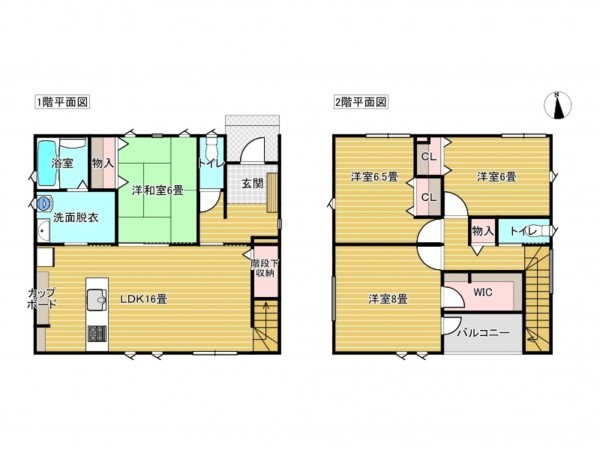 出雲市斐川町上直江、新築一戸建ての間取り画像です