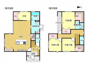 出雲市斐川町上直江、中古一戸建ての間取り画像です