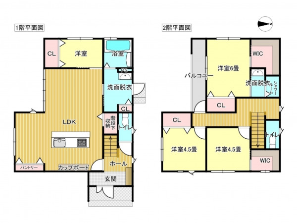 出雲市斐川町上直江、中古一戸建ての間取り画像です