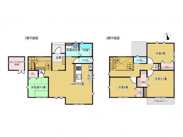 出雲市斐川町上直江、新築一戸建ての間取り画像です