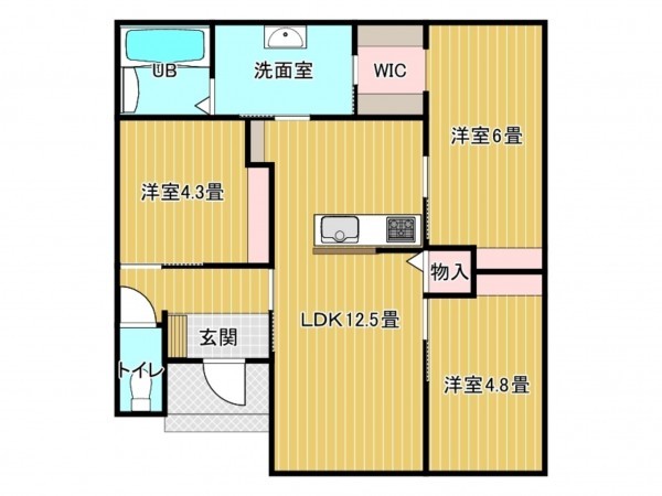 出雲市東福町、新築一戸建ての間取り画像です