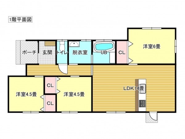 出雲市大津町、新築一戸建ての間取り画像です