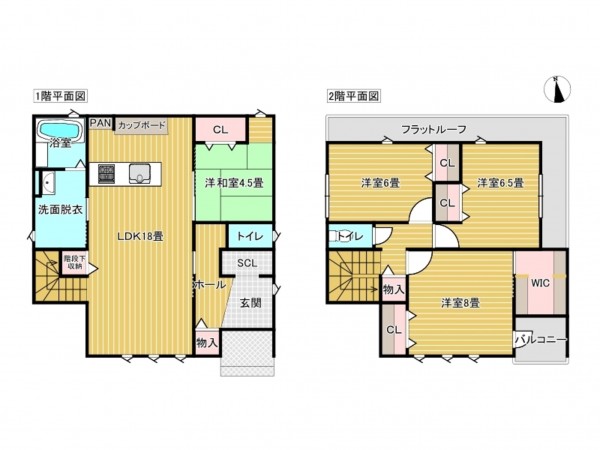 出雲市中野町、新築一戸建ての間取り画像です