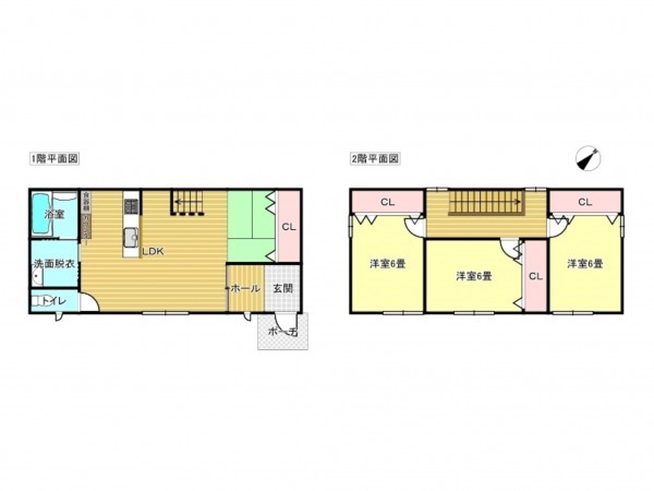 出雲市下古志町、中古一戸建ての間取り画像です