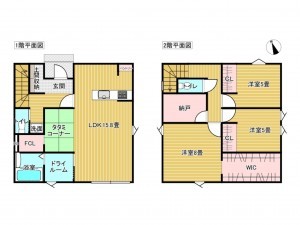 出雲市大津町、新築一戸建ての間取り画像です