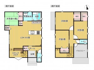 出雲市大津町、新築一戸建ての間取り画像です