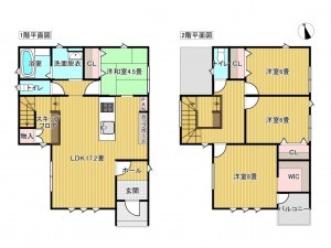 出雲市大津町、新築一戸建ての間取り画像です