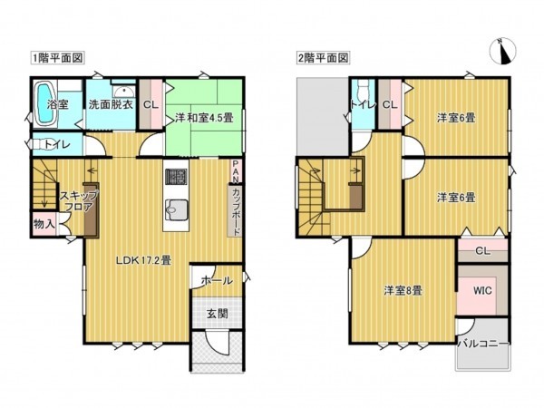 出雲市大津町、新築一戸建ての間取り画像です