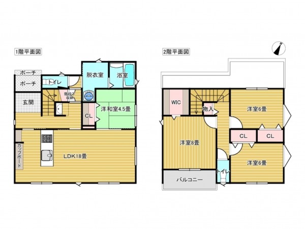 出雲市斐川町上庄原、新築一戸建ての間取り画像です