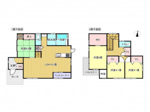 出雲市渡橋町、中古一戸建ての間取り画像です