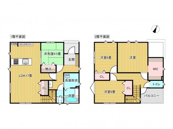 出雲市斐川町上庄原、新築一戸建ての間取り画像です