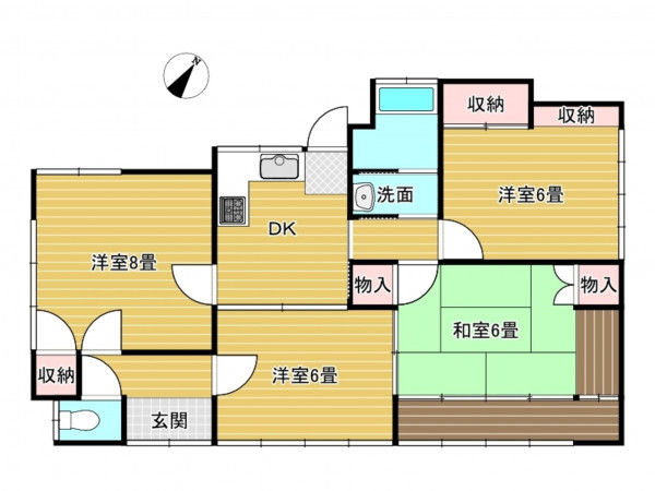 出雲市小山町、中古一戸建ての間取り画像です