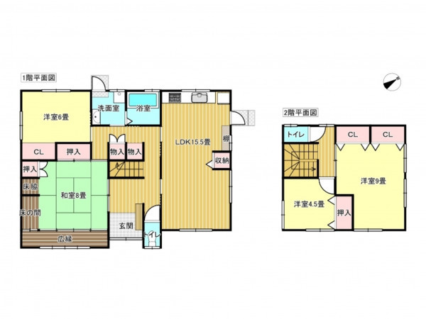 出雲市西代町、中古一戸建ての間取り画像です