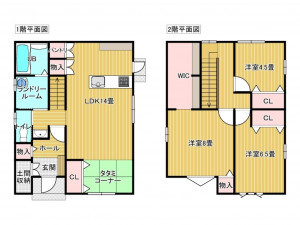 出雲市荻杼町、新築一戸建ての間取り画像です