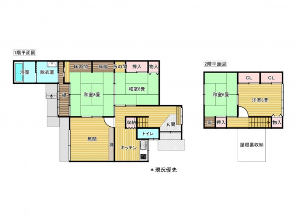 出雲市斐川町荘原、中古一戸建ての間取り画像です
