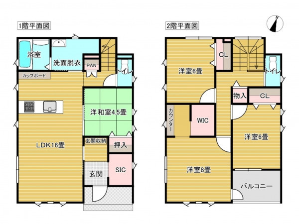 出雲市塩冶町、新築一戸建ての間取り画像です