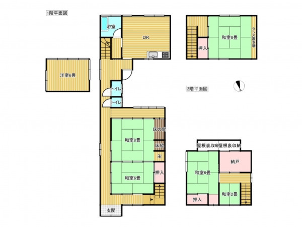 出雲市斐川町直江、中古一戸建ての間取り画像です