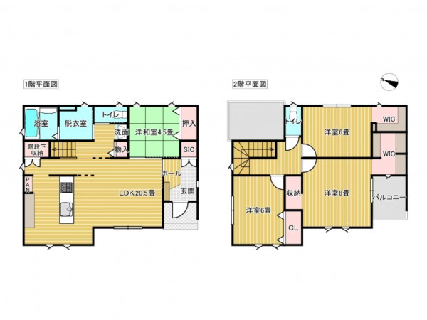 出雲市斐川町上庄原、新築一戸建ての間取り画像です