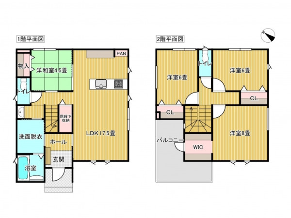 出雲市斐川町上庄原、新築一戸建ての間取り画像です