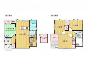 出雲市斐川町上庄原、新築一戸建ての間取り画像です