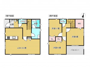 出雲市大津朝倉、新築一戸建ての間取り画像です
