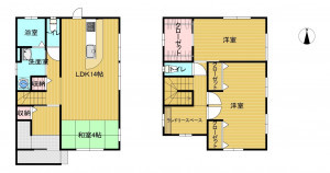 出雲市斐川町併川、中古一戸建ての間取り画像です